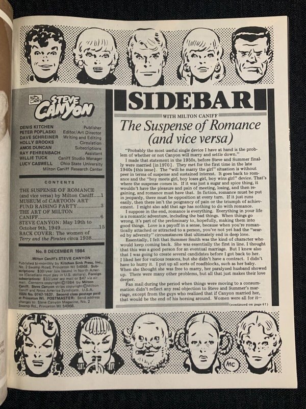 1984 STEVE CANYON Magazine #8 FN 6.0 Milton Caniff / Kitchen Sink