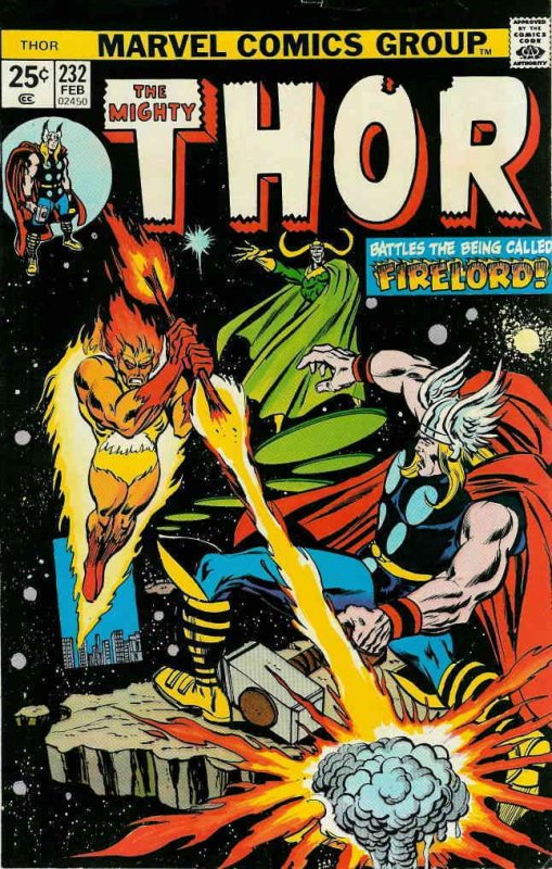 Thor #232 (with Marvel Value Stamp) FN ; Marvel | Loki Firelord February 1975
