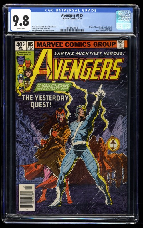 Avengers #185 CGC NM/M 9.8 White Pages Origin of Quicksilver and Scarlet Witch!