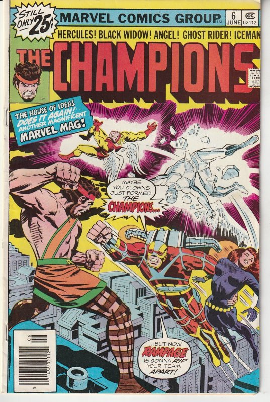 The Champions(Marvel, vol. 1) # 6 Black Widow, Ghost Rider, X-Men, Hercules