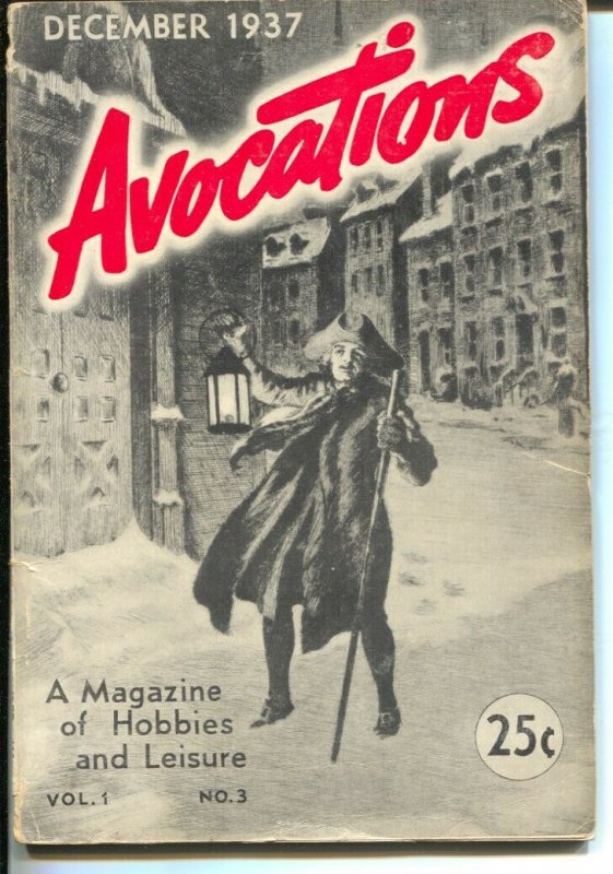 Avocations #3 12/1937-Magazine of Hobbies & Leisure-stamps-coins-autographs-VG