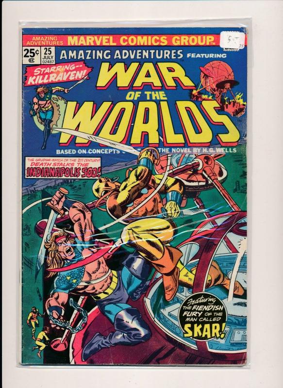 Marvel Comics Amazing Adventures WAR of the WORLDS #25 1974 ~ VG  (PF73)