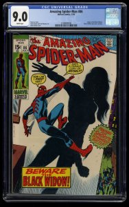 Amazing Spider-Man #86 CGC VF/NM 9.0 White Pages Origin of Black Widow!