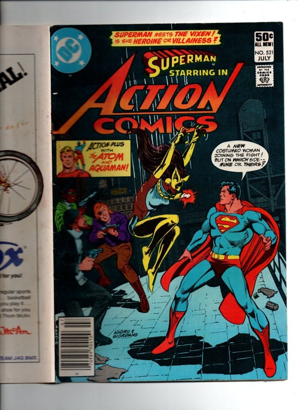 Action Comics #521 newsstand - 1st app Vixen - KEY - Superman -  1981 - (-VF)