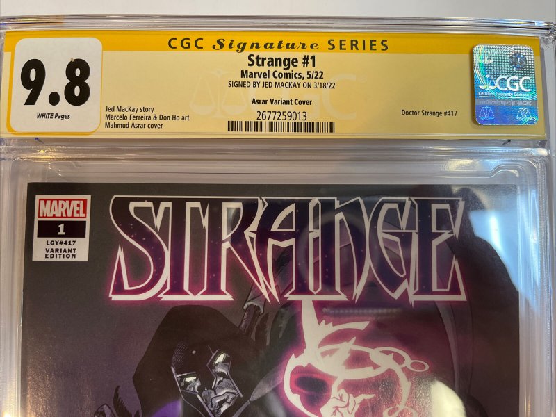 Strange (2022) # 1 (CGC 9.8 WP) Asrar Variant 1:25 | Signed Mackay | Census=6