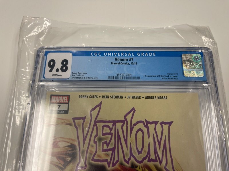 Venom # 7 CGC Graded 9.8 Marvel Comic Book 1st Dylan Brock Appearance JH8