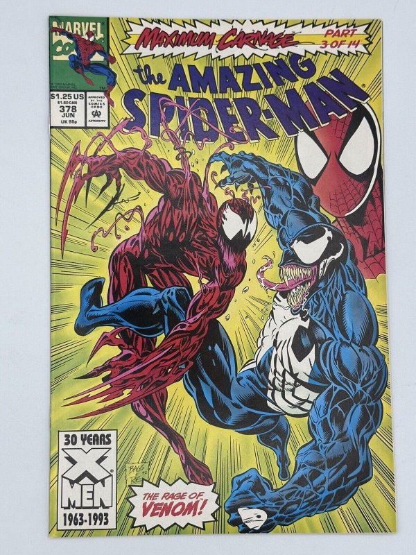 THE AMAZING SPIDER-MAN #378 VENOM VS CARNAGE! MARVEL COMICS 1993! NM Copy