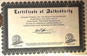 ?~MARVEL~STAR WARS:THE FORCE AWAKENS #1~?~BLANK w/ BB8 SKETCH~SIGNED w/COA~?