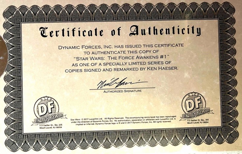 ?~MARVEL~STAR WARS:THE FORCE AWAKENS #1~?~BLANK w/ BB8 SKETCH~SIGNED w/COA~?