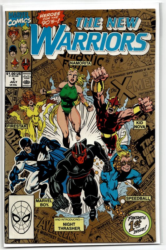 The New Warriors #1 Second Print Cover (1990) New Warriors