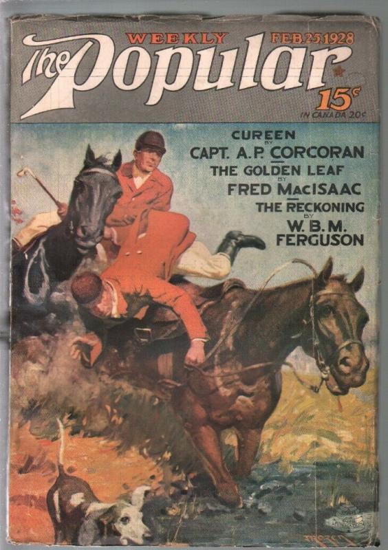 Popular 2/25/1928-Jerome Rozen fox hunt cover-adventure & mystery pulp-VG+