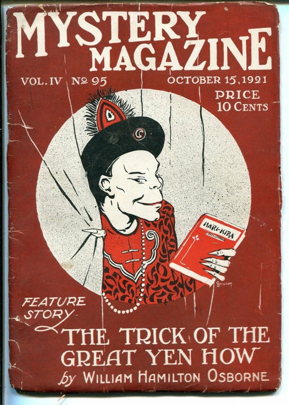 MYSTERY MAGAZINE 10/15/1921-EARLY DETECTIVE/CRIME PULP-ORIENTAL VILLAIN-good