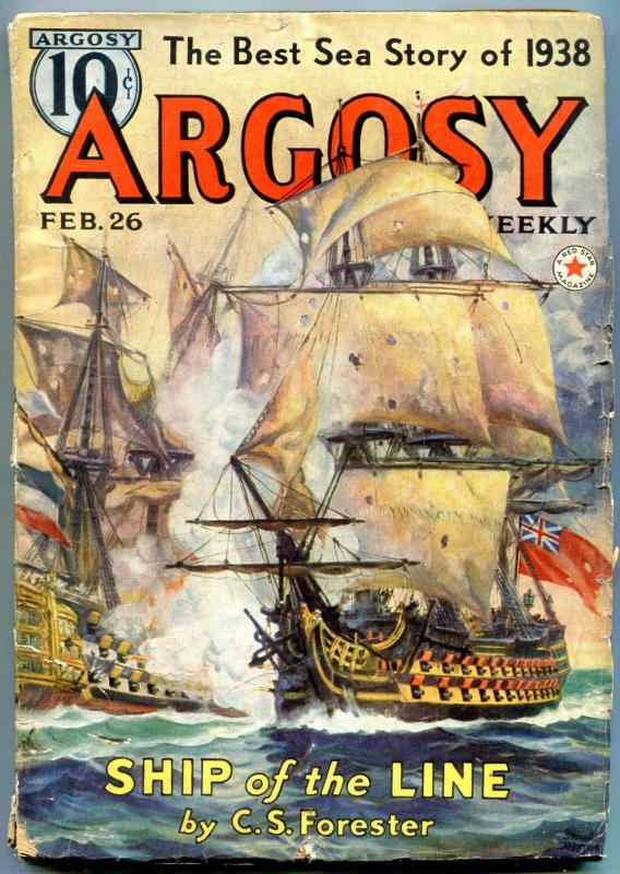 Argosy Pulp February 26 1938-  Captain Hornblower Ship of the Line- Forester VG-