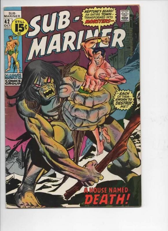 SUB-MARINER #42, FN, Tuska, Mooney, Marvel, 1968 1971, more in store