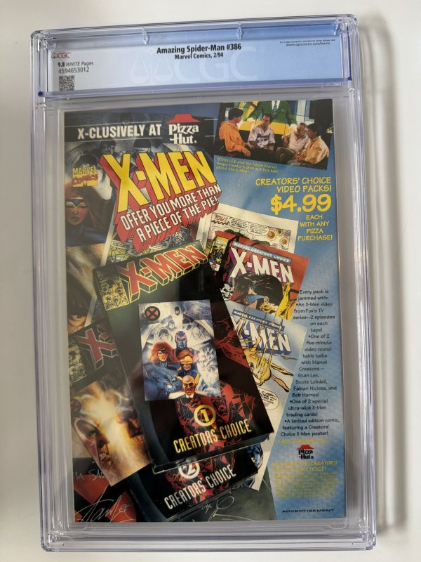 Amazing Spider-Man #386  CGC 9.8 Mark Bagley Vulture App Marvel Comics (1994)