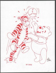 Winnie-the-Pooh Disney Red Ink Drawing Concept Art - Tigger Soccer by Mike Royer