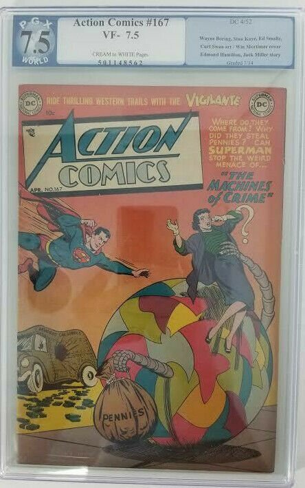 Action Comics #167~1952 DC~PGX 7.5 (VF-)~The Machines of Crime