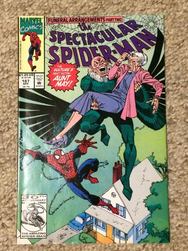 Spectacular Spider-Man #187 8.5 VF+ The Vulture's Next Victim: Aunt May! 1992 