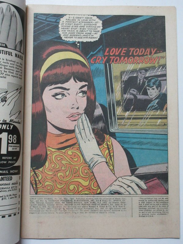 Girls' Romances (September 1969) #143 F+ Love Today, Cry Tomorrow