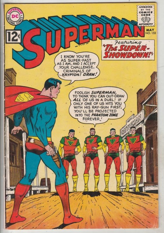 Superman #153 (May-62) FN- Mid-Grade Superman, Jimmy Olsen,Lois Lane, Lana La...