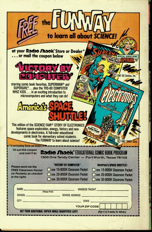 Superman: Radio Shack Giveaway #3 - FINE - 1981