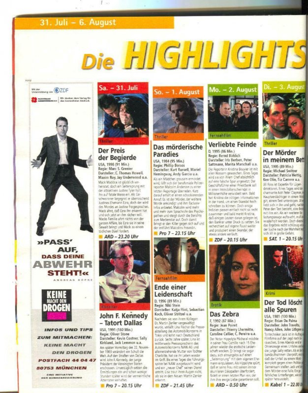 nur TV-Heather Locklear-German TV Guide-July-1998