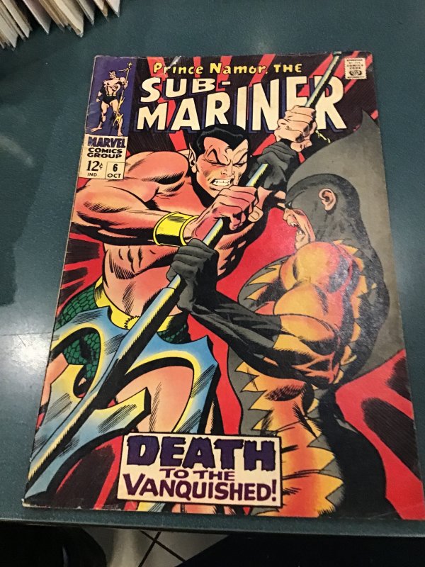 Sub-Mariner #6 (1968) mid grade 2nd Tigershark key! VG/FN Wow