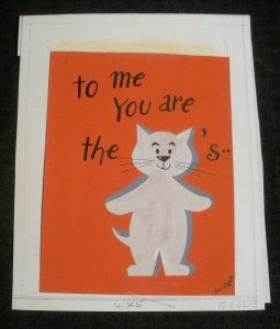 VALENTINE To Me You Are the CAT'S MEOW 6.5x8 Greeting Card Art #V3213