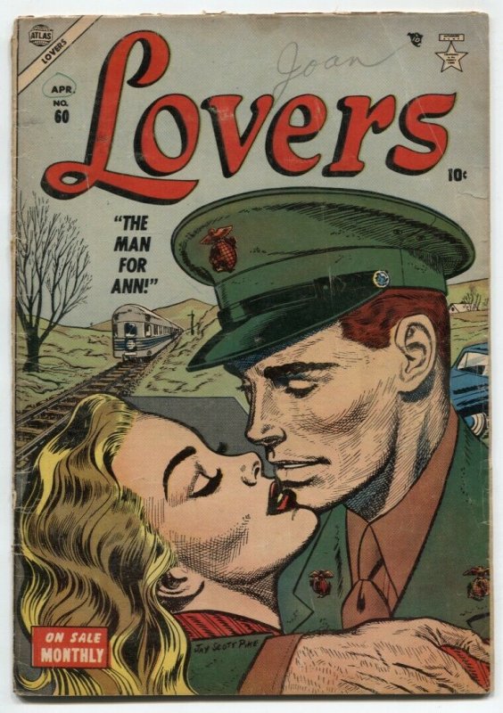 Lovers #60 1954- Atlas Romance- Marine cover- G/VG