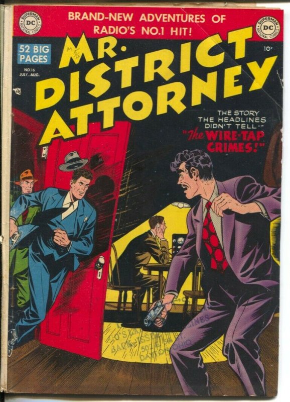 Mr. District Attorney #16 1950-DC-Wire-Tap crimes-police artist story-VG