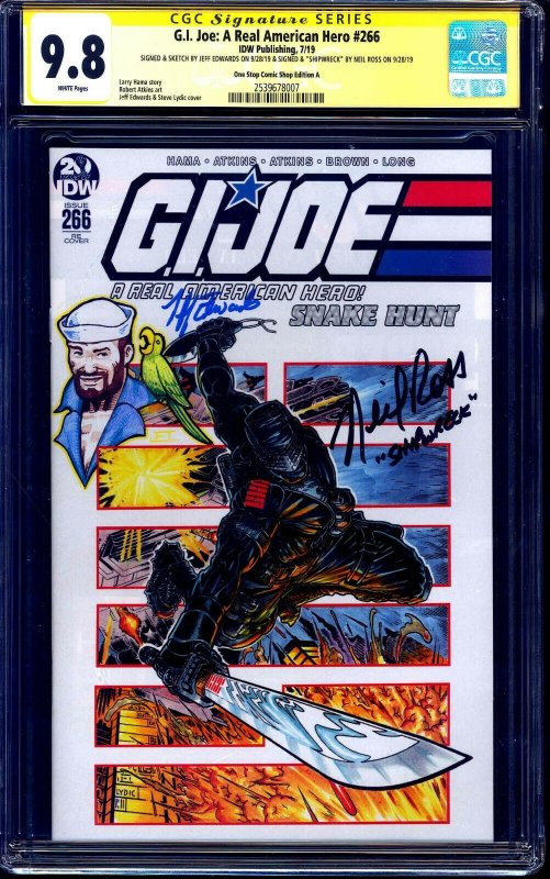 G.I. Joe #266 VARIANT CGC SS 9.8 signed ORIGINAL Shipreck Sketch signed x2 VOICE