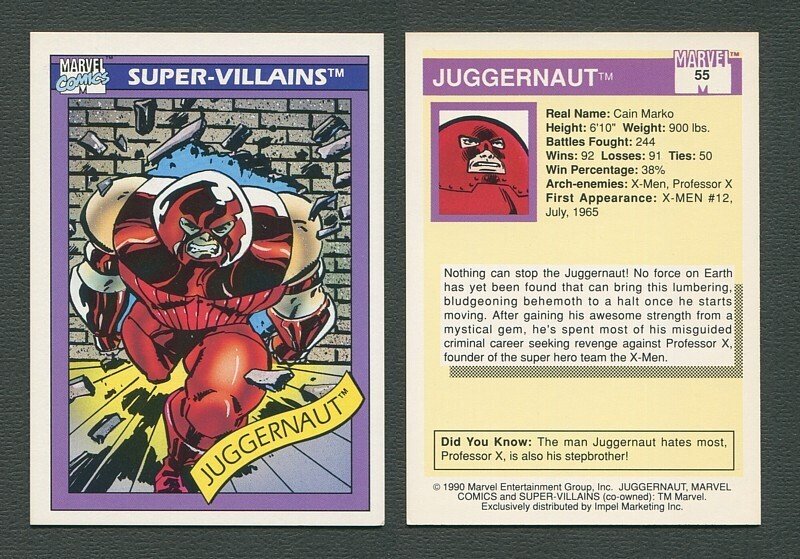 1990 Marvel Comics Card  #55  (Juggernaut)  NM-MT