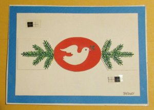 CHRISTMAS Dove w/ Olive Branch & Pine Branches 6x4.5 Greeting Card Art #15203