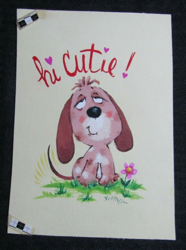 VALENTINES DAY Painted Dog Hi Cutie 5.5x8 Greeting Card Art #V3739