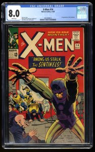 X-Men #14 CGC VF 8.0 White Pages 1st Appearance Sentinels!