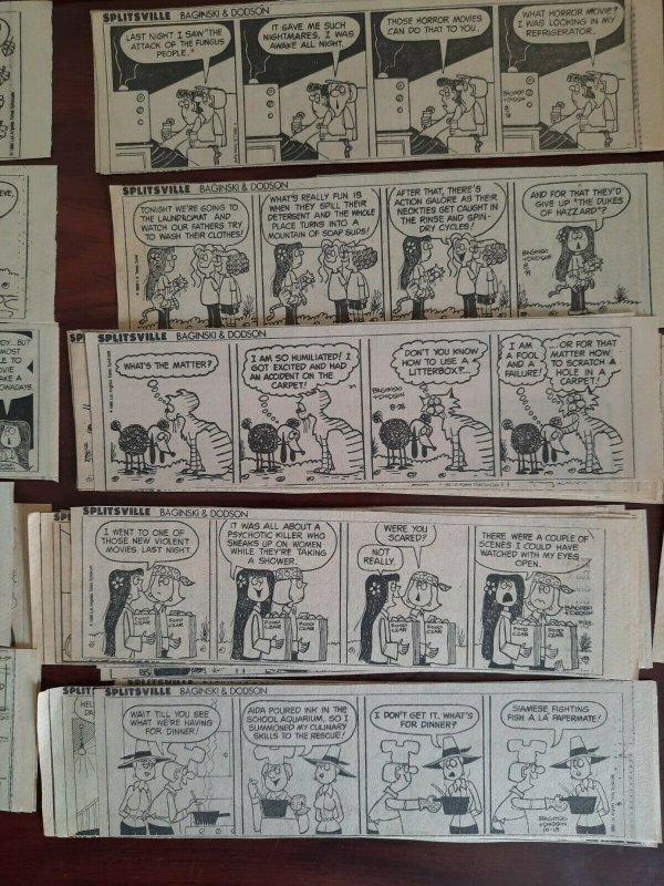 60X Splitsville Baginski & Dodson News Paper Comic Strip 1980 lot 7 x 2.5  