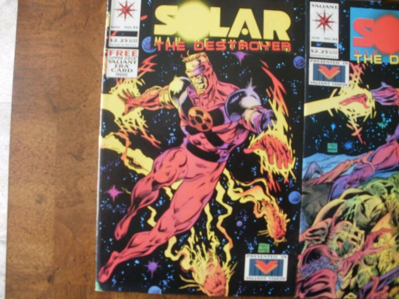 7 Valiant SOLAR MAN OF THE ATOM Comic Book: #26 #27 #29 #31 #33 w/ card #34 #35