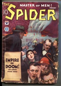 The Spider February 1934-Capitol Building cvr-pulp magazine-Rare