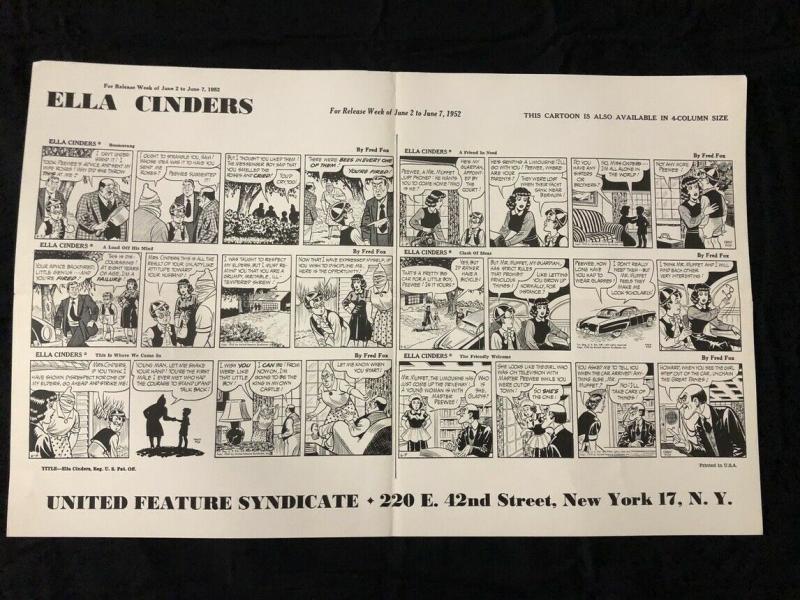 Ella Cinders Newspaper Comic Dailies Proof Sheet 6/2/1952