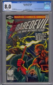 DAREDEVIL  #168 CGC 8.0 1ST ELEKTRA WHITE PAGES 