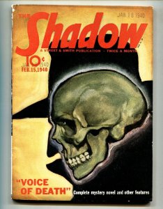 SHADOW 1940 Feb 15-high grade- STREET AND SMITH-RARE PULP vf-