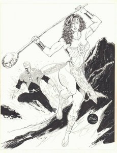 Aquaman and Wonder Woman Commission - 2017 Signed art by Ethan Van Sciver