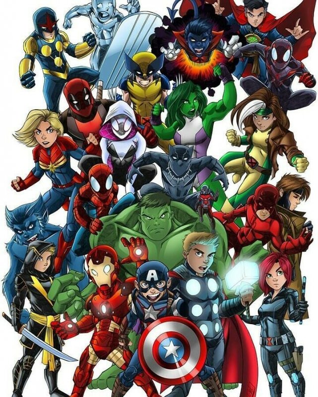 Marvel kids, Chibi,  11x17 Ryan Kincaid print, signed 