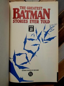 Greatest Batman Stories Ever Told TPB Vol. 2 (DC 1992) First Printing Anthology