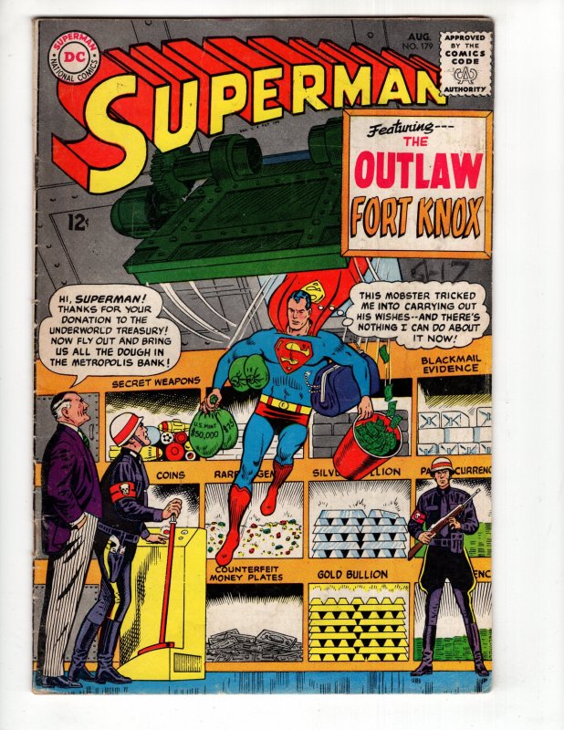 Superman #179 (1965) THE OUTLAW OF FORT KNOX! / ID#173