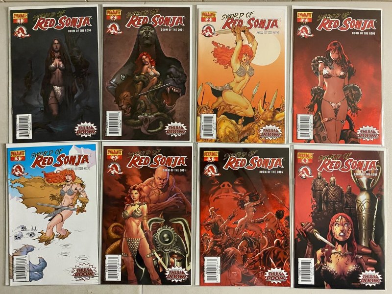 Sword of Red Sonja Doom of the Gods set #1-4 w/ variants Dynamite (8 VF) (2007)