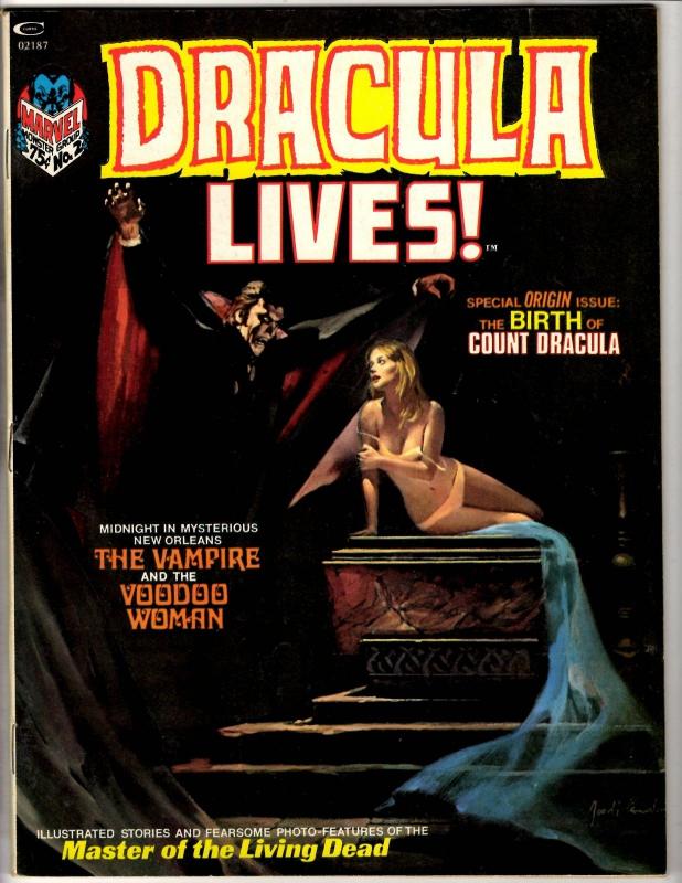 Dracula Lives # 2 VF Marvel Comic Book Magazine Vampire Monster Horror TD14