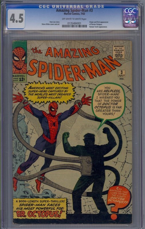 AMAZING SPIDER-MAN #3 CGC 4.5 1ST DOCTOR OCTOPUS