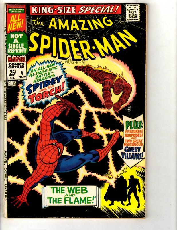 Amazing Spider-Man Annual # 4 FN Marvel Comic Book Human Torch Avengers JL18