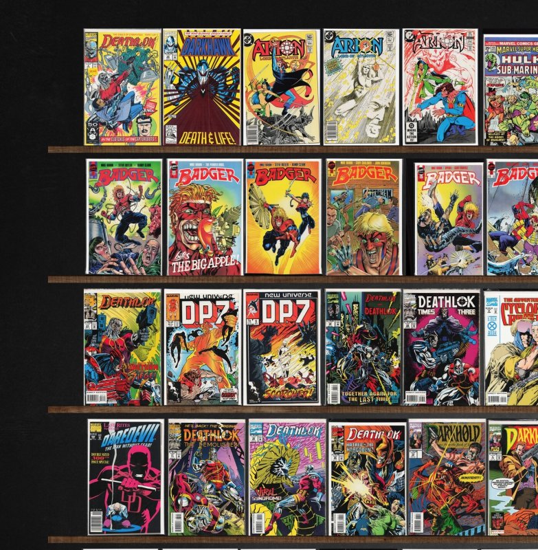 Huge Lot 150+ Comics with Deathlok, Darkhawk, Badger, Daredevil & More!